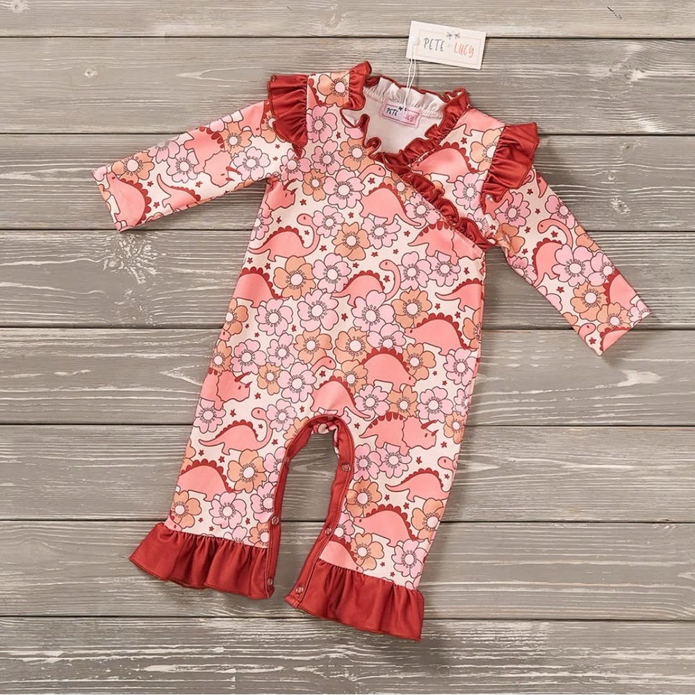 NWT Pete+Lucy Romper Aubrey Dinosaur Print